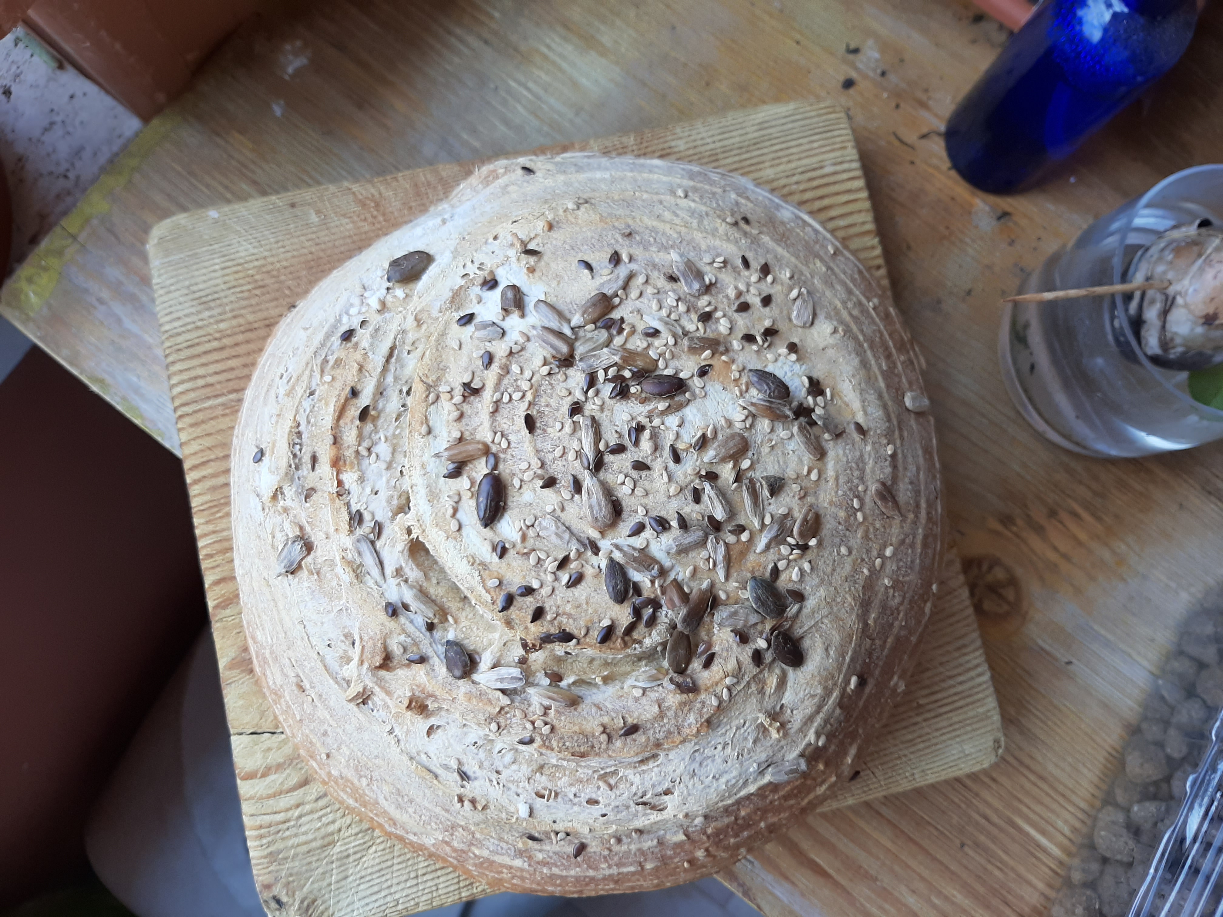A freshly baked loaf of homemade bread